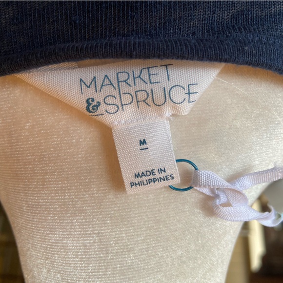Market & Spruce Adelisa Embroidered Linen Knit Tank Size M Navy White Sleeveless - Picture 14 of 15